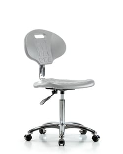 Fisherbrand™ Erie Polyurethane Chair - High Bench Height with Chrome Foot Ring, Adjustable Arms, and Casters in Polyurethane