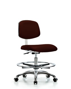 Fisherbrand&trade;&nbsp;Class 10 Clean Room Vinyl Chair Chrome - Medium Bench Height with Chrome Foot Ring and Casters in Grade B Vinyl