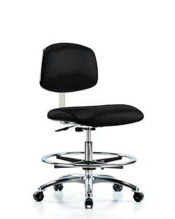Fisherbrand™ Class 10 Clean Room/ESD Vinyl Chair - Medium Bench Height with Chrome Foot Ring and ESD Casters in ESD Vinyl