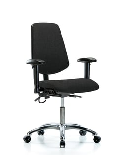 Fisherbrand™ Fabric ESD Chair - Desk Height with Medium Back, Seat Tilt, Adjustable Arms, and ESD Casters in ESD Fabric