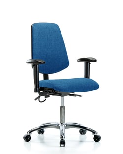 Fisherbrand™ Fabric ESD Chair - Desk Height with Medium Back, Seat Tilt, Adjustable Arms, and ESD Casters in ESD Fabric