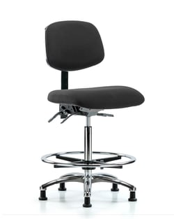 Fisherbrand™ Fabric ESD Chair - High Bench Height with Chrome Foot Ring and ESD Stationary Glides in ESD Fabric