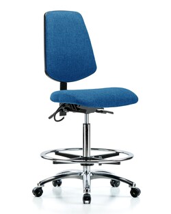 Fisherbrand™ Fabric ESD Chair - High Bench Height with Medium Back, Chrome Foot Ring, and ESD Casters in ESD Fabric