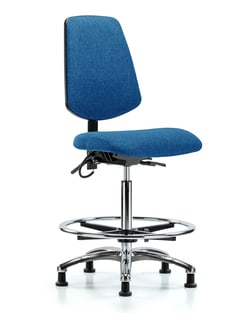 Fisherbrand™ Fabric ESD Chair - High Bench Height with Medium Back, Chrome Foot Ring, and ESD Stationary Glides in ESD Fabric