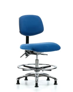 Fisherbrand&trade;&nbsp;Fabric ESD Chair - Medium Bench Height with Chrome Foot Ring and ESD Stationary Glides in ESD Fabric