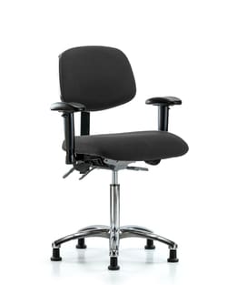 Fisherbrand™ Fabric ESD Chair - Medium Bench Height with Seat Tilt, Adjustable Arms, and ESD Stationary Glides in ESD Fabric