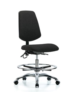 Fisherbrand™ Fabric ESD Chair - Medium Bench Height with Medium Back, Chrome Foot Ring, and ESD Casters in ESD Fabric