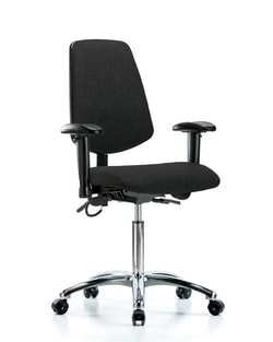 Fisherbrand™ Fabric ESD Chair - Medium Bench Height with Medium Back, Adjustable Arms, and ESD Casters in ESD Fabric