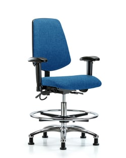 Fisherbrand™ Fabric ESD Chair - Medium Bench Height with Medium Back, Seat Tilt, Adj Arms, Foot Ring, and ESD Stationary Glides in ESD Fabric