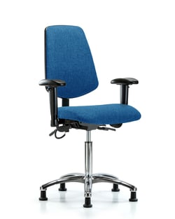 Fisherbrand™ Fabric ESD Chair - Medium Bench Height with Medium Back, Seat Tilt, Adjustable Arms, and ESD Stationary Glides in ESD Fabric