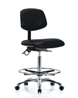 Fisherbrand™ Vinyl ESD Chair - High Bench Height with Chrome Foot Ring and ESD Casters in ESD Vinyl