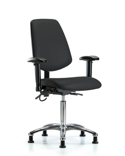 Fisherbrand™ Vinyl ESD Chair - Medium Bench Height with Medium Back, Seat Tilt, Adjustable Arms, and ESD Stationary Glides in ESD Vinyl