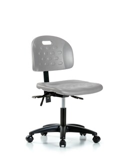 Fisherbrand Erie Polyurethane Chair Chrome - Medium Bench Height with Adjustable Arms and Chrome Casters in Polyurethane Gray | Buy Online | Fisher Scientific