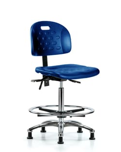 Fisherbrand&trade;&nbsp;Newport Industrial Polyurethane Chair Chrome - High Bench Height with Seat Tilt, Chrome Foot Ring, and Stationary Glides in Poly
