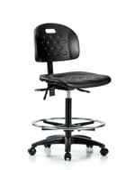 Fisherbrand™ Newport Industrial Polyurethane Chair - High Bench Height with Chrome Foot Ring and Casters in Polyurethane