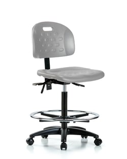 Fisherbrand&trade;&nbsp;Newport Industrial Polyurethane Chair - High Bench Height with Chrome Foot Ring and Casters in Polyurethane