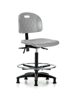 Fisherbrand&trade;&nbsp;Newport Industrial Polyurethane Chair - High Bench Height with Chrome Foot Ring and Stationary Glides in Polyurethane
