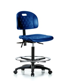 Fisherbrand&trade;&nbsp;Newport Industrial Polyurethane Chair - High Bench Height with Seat Tilt, Chrome Foot Ring, and Casters in Polyurethane