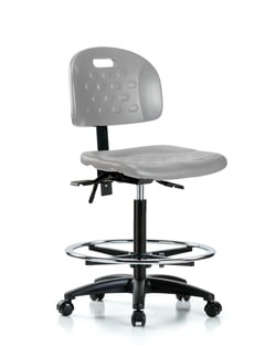 Fisherbrand&trade;&nbsp;Newport Industrial Polyurethane Chair - High Bench Height with Seat Tilt, Chrome Foot Ring, and Casters in Polyurethane
