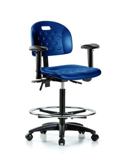Fisherbrand&trade;&nbsp;Newport Industrial Polyurethane Chair - High Bench Height with Seat Tilt, Adjustable Arms, Chrome Foot Ring, and Casters in Poly