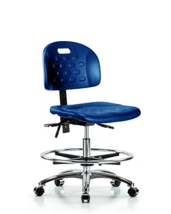 Fisherbrand&trade;&nbsp;Newport Industrial Polyurethane Chair Chrome - Medium Bench Height with Chrome Foot Ring and Casters in Polyurethane