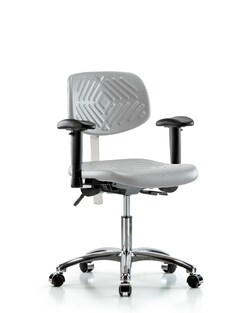 Fisherbrand™ Class 100 Polyurethane Clean Room Chair - Desk Height with Adjustable Arms and Casters