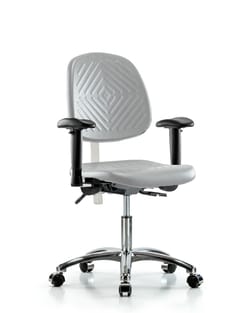 Fisherbrand™ Class 100 Polyurethane Clean Room Chair - Desk Height with Medium Back, Adjustable Arms, and Casters