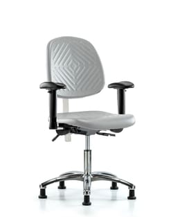 Fisherbrand™ Class 100 Polyurethane Clean Room Chair - Desk Height with Medium Back, Adjustable Arms, and Stationary Glides