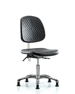 Fisherbrand™ Class 100 Polyurethane Clean Room Chair - Desk Height with Medium Back, Seat Tilt, and Stationary Glides in Black Polyurethane
