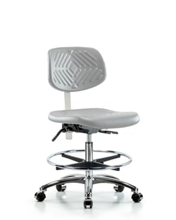 Fisherbrand™ Class 10 Polyurethane Clean Room Chair - Medium Bench Height with Chrome Foot Ring and Casters