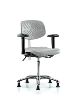 Fisherbrand™ Class 100 Polyurethane Clean Room Chair - Medium Bench Height with Adjustable Arms and Stationary Glides