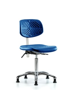 Fisherbrand™ Class 100 Polyurethane Clean Room Chair - Medium Bench Height with Seat Tilt and Stationary Glides in Black Polyurethane