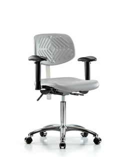 Fisherbrand™ Class 100 Polyurethane Clean Room Chair - Medium Bench Height with Seat Tilt, Adjustable Arms, and Casters