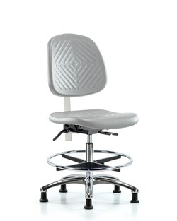 Fisherbrand™ Class 10 Polyurethane Clean Room Chair - Medium Bench Height Medium Back, Chrome Foot Ring, and Stationary Glides