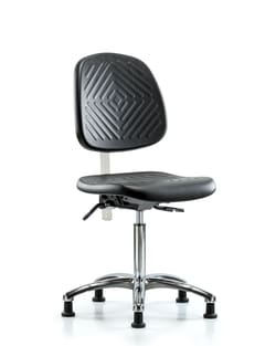 Fisherbrand™ Class 10 Polyurethane Clean Room Chair - Medium Bench Height with Medium Back and Stationary Glides in Black Polyurethane
