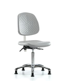 Fisherbrand™ Class 100 Polyurethane Clean Room Chair - Medium Bench Height with Medium Back, Seat Tilt, and Stationary Glides
