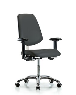 Fisherbrand&trade;&nbsp;Class 100 Vinyl Clean Room Chair - Desk Height with Medium Back, Seat Tilt, Adjustable Arms, and Casters in Grade B Vinyl