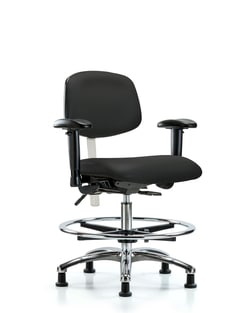 Fisherbrand™ Class 100 Vinyl Clean Room Chair - Med Bench Height with Seat Tilt, Adj Arms, Foot Ring, and Stationary Glides in Grade B Vinyl