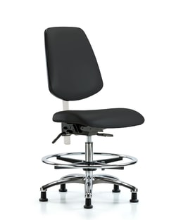 Fisherbrand™ Class 100 Vinyl Clean Room Chair - Medium Bench Height with Medium Back, Foot Ring, and Stationary Glides in Grade B Vinyl