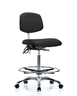 Fisherbrand™ Class 100 Vinyl Clean Room/ESD Chair - High Bench Height with Chrome Foot Ring and ESD Casters in ESD Vinyl