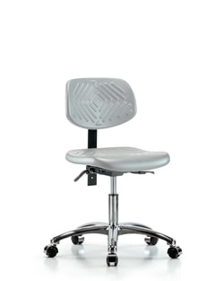 Fisherbrand Polyurethane Chair Chrome - Desk Height with Casters in Polyurethane Gray | Buy Online | Fisher Scientific