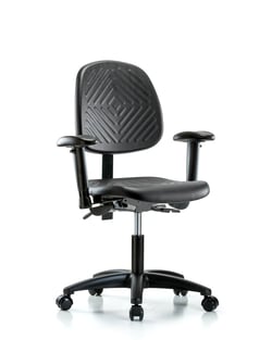 Fisherbrand™ Polyurethane Chair - Desk Height with Medium Back, Seat Tilt, Adjustable Arms, and Casters in Polyurethane