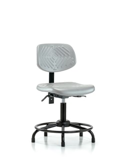 Fisherbrand Polyurethane Chair with Round Tube Base - Desk Height with Medium Back and Stationary Glides in Polyurethane Gray | Buy Online | Fisher Scientific