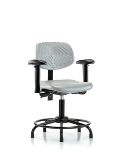 Fisherbrand&trade;&nbsp;Polyurethane Chair with Round Tube Base - Desk Height with Medium Back, Adjustable Arms, and Stationary Glides in Polyurethane