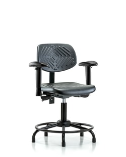 Fisherbrand™ Polyurethane Chair with Round Tube Base - Desk Height with Medium Back, Seat Tilt, Adjustable Arms, and Stationary Glides in Poly
