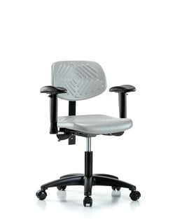 Fisherbrand™ Polyurethane Chair - Desk Height with Seat Tilt, Adjustable Arms, and Casters