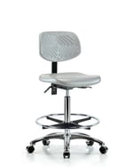 Fisherbrand™ Polyurethane Chair Chrome - High Bench Height with Seat Tilt, Chrome Foot Ring, and Casters in Polyurethane
