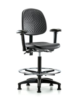 Fisherbrand™ Poly Chair Chrome - High Bench Height with Medium Back, Seat Tilt, Adjustable Arms, Chrome Foot Ring, and Stationary Glides in Poly