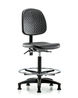 Fisherbrand™ Polyurethane Chair - High Bench Height Medium Back, Chrome Foot Ring, and Stationary Glides in Polyurethane