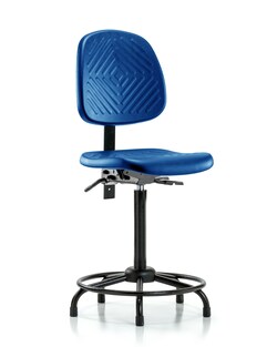 Fisherbrand Polyurethane Chair with Round Tube Base - High Bench Height with Medium Back, Seat Tilt, and Stationary Glides in Polyurethane Blue | Buy Online | Fisher Scientific